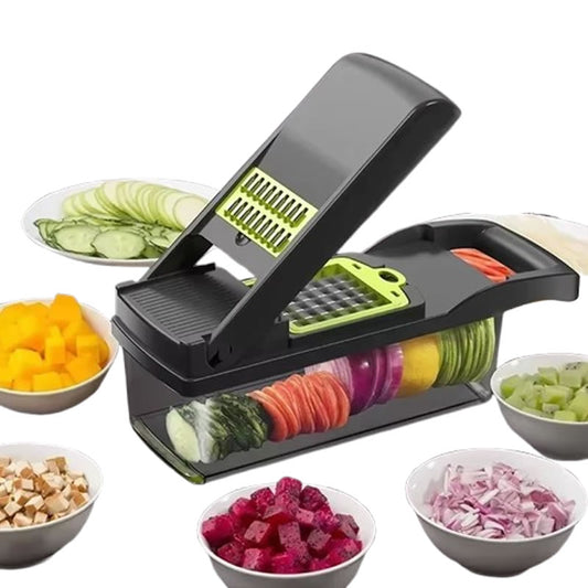 ProSnij 16-in-1 professionele groentesnijder met roestvrijstalen messen voor snel en gelijkmatig snijden van groenten
